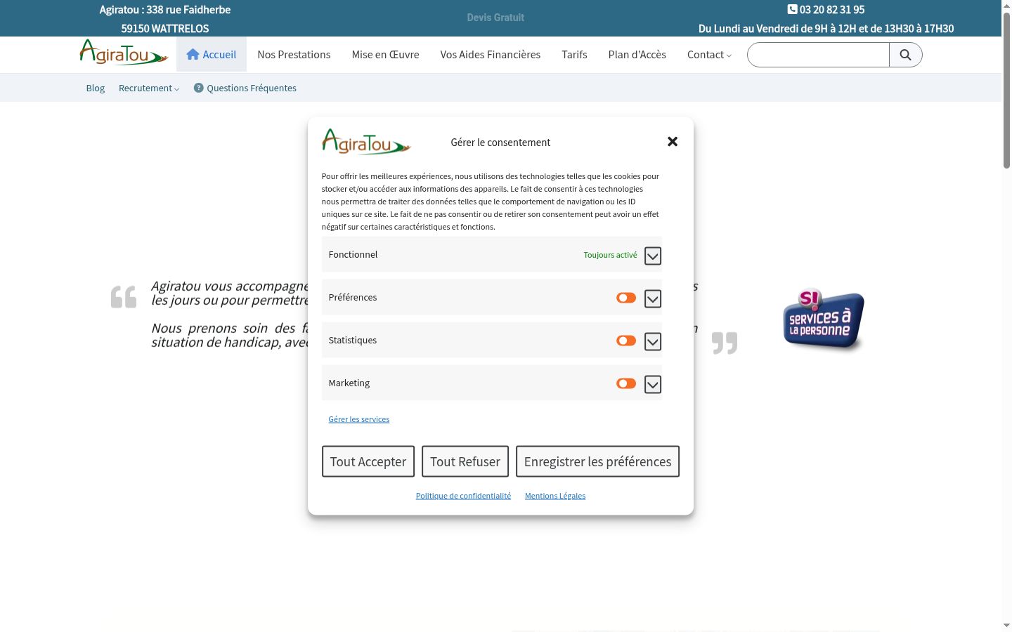 Screenshot tal-banner tal-kunsens muri qabel kwalunkwe interazzjoni