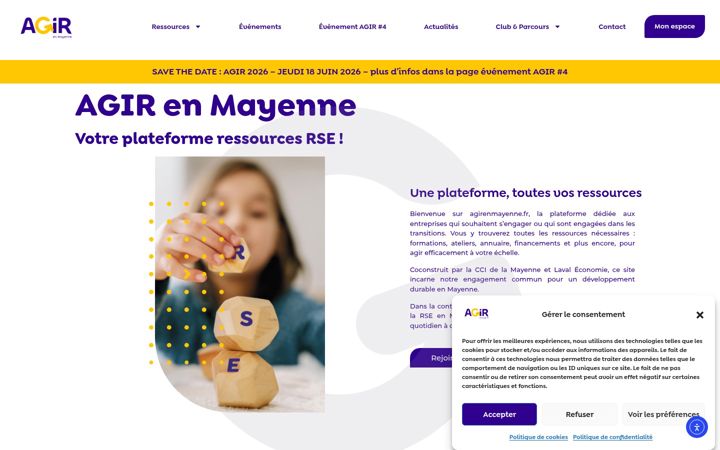 Screenshot ta' agirenmayenne.fr