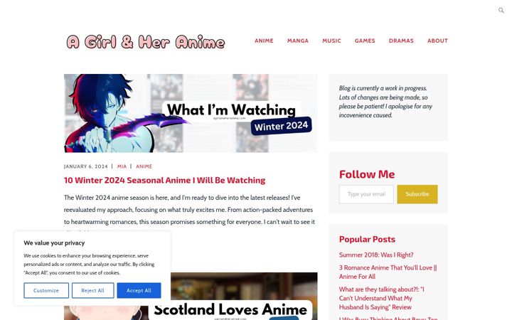 Screenshot ta' agirlandheranime.com