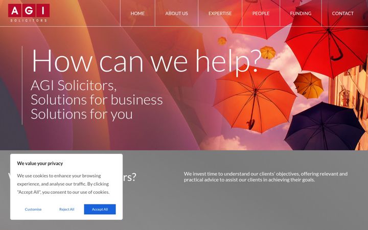 Screenshot of agisolicitors.co.uk