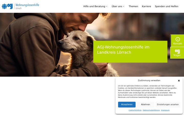 Snímek obrazovky agj-wohnungslosenhilfe-loerrach.de