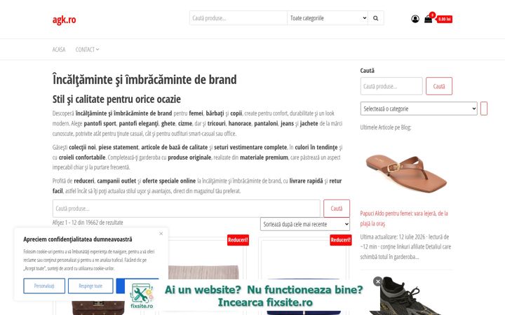 Captură de ecran a agk.ro