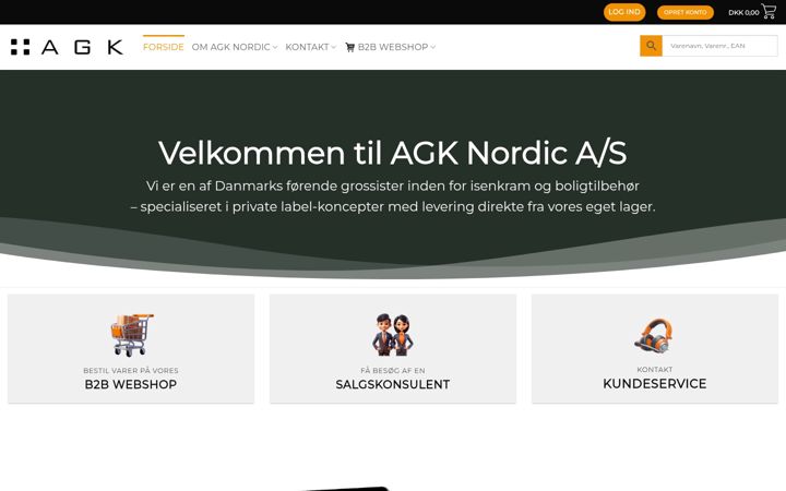 Captură de ecran a agknordic.dk