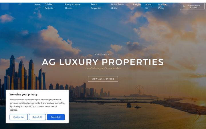 Screenshot of agluxuryproperties.com