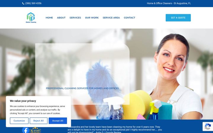 Screenshot of agmastercleaning.com