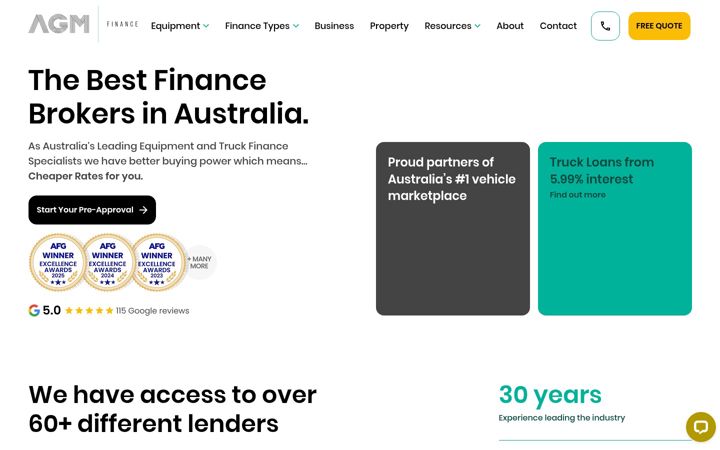 Screenshot of agmfinance.com.au