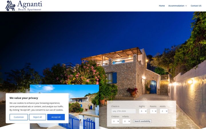 Screenshot of agnantibeachapartments.com
