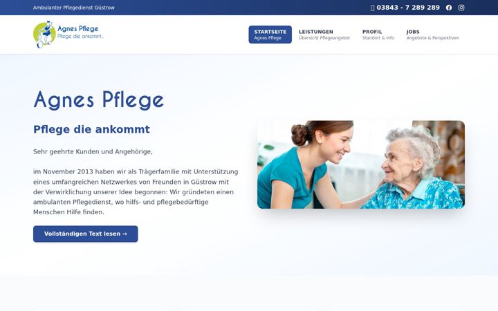 Screenshot of agnes-pflege.de