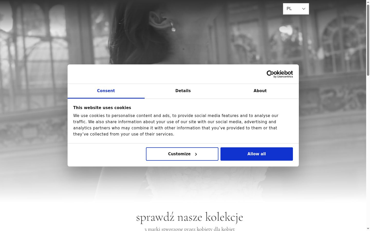 Skjermbilde av samtykkebanneret slik det vises før noen interaksjon