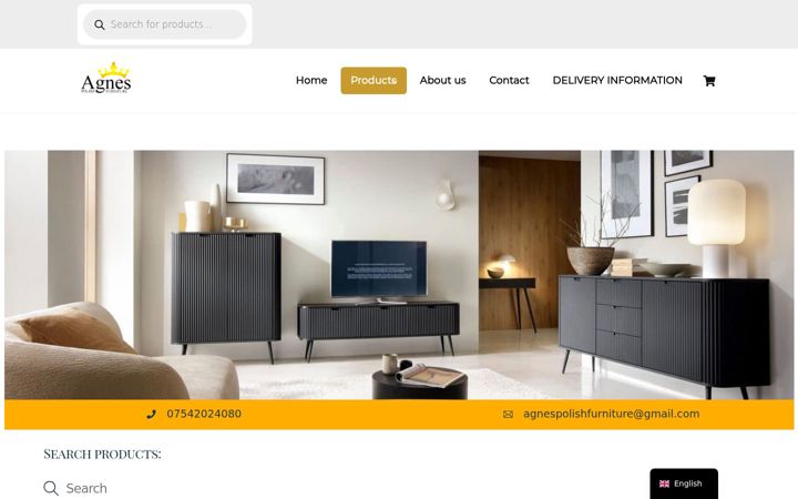 Snimka zaslona za agnesfurniture.co.uk