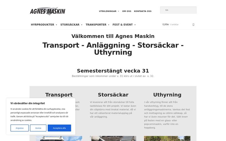 Screenshot of agnesmaskin.se