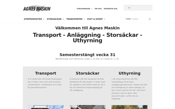 Capture d'écran de agnesmaskinuthyrning.se