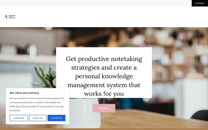 Screenshot of agnesnotes.dk