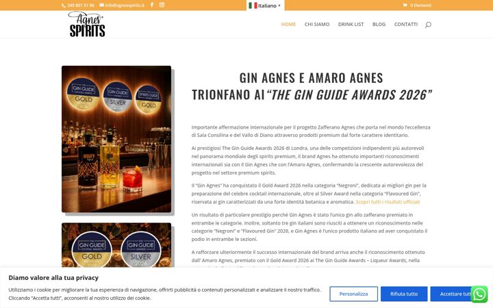 Snímek obrazovky agnesspirits.it