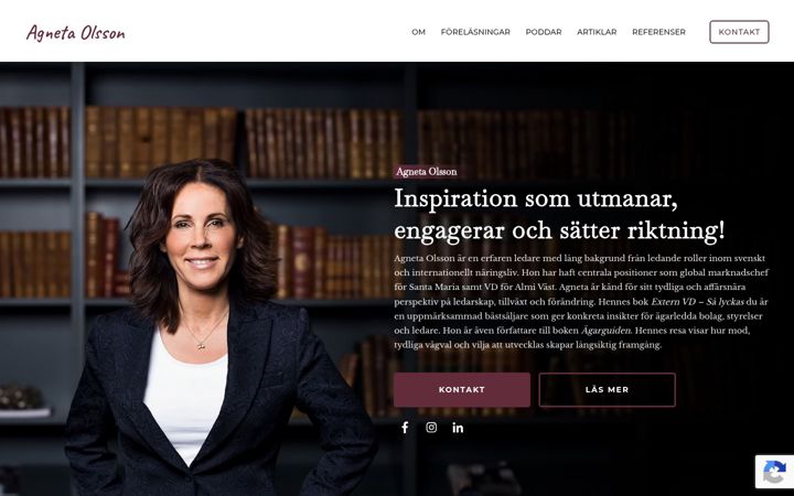 Screenshot of agnetaolsson.com