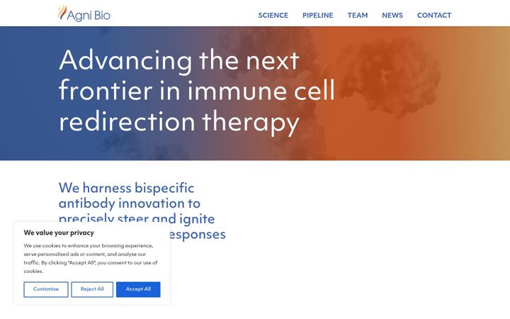Screenshot of agnibiotx.com