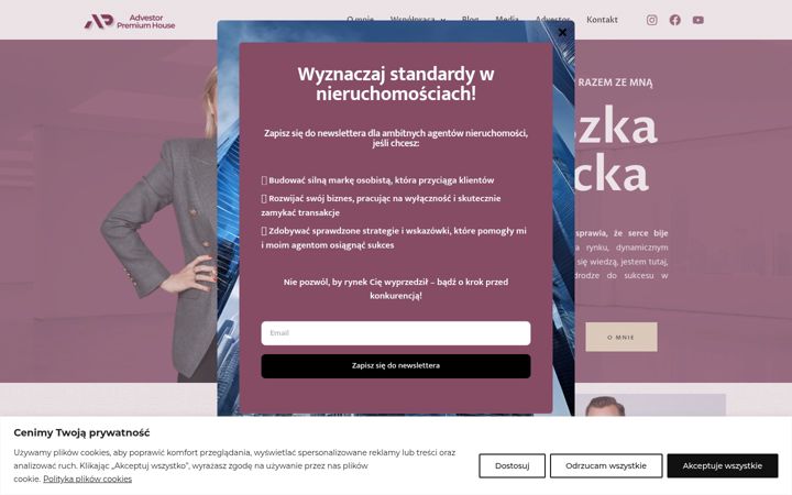 Captură de ecran a agnieszkaglowacka.pl