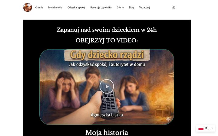 Captură de ecran a agnieszkaliszka.pl