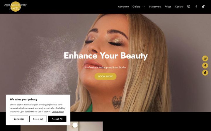 Screenshot of agnieszkamccartneymakeup.co.uk