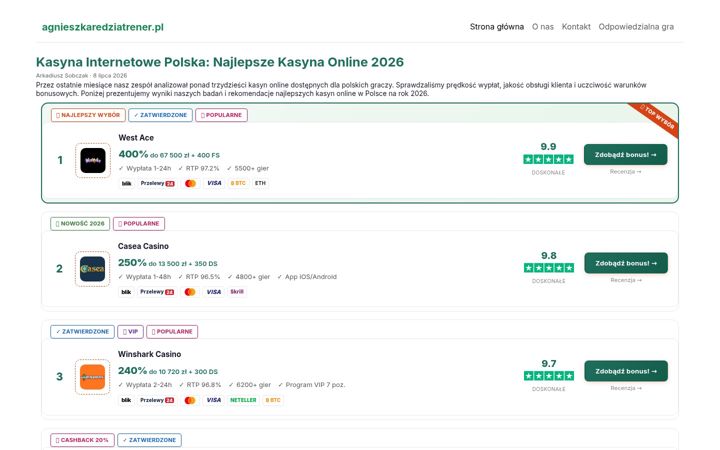 Screenshot of agnieszkaredziatrener.pl