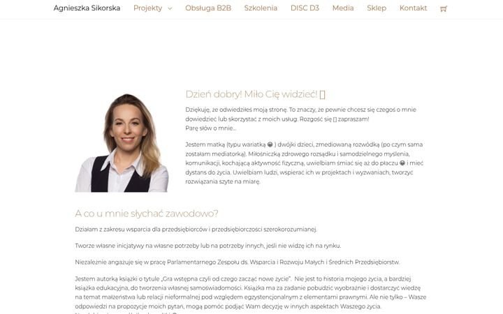 Snímek obrazovky agnieszkasikorska.pl