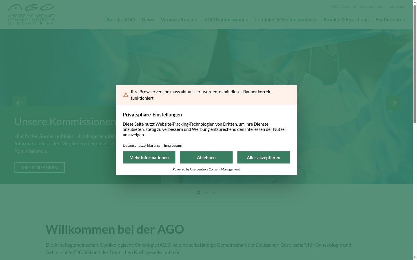 Screenshot of the consent banner shown before any interaction