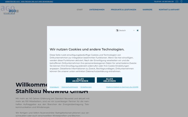 Screenshot of ago-stahlbau.de