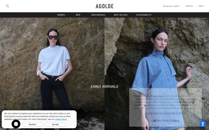 Screenshot of agolde.com
