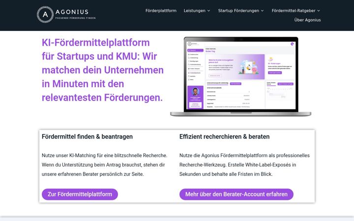 Skjermbilde av agonius.de