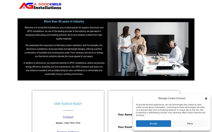 Screenshot of agoodchildinstallations.com