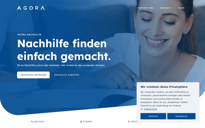 Screenshot of agora-nachhilfe.de