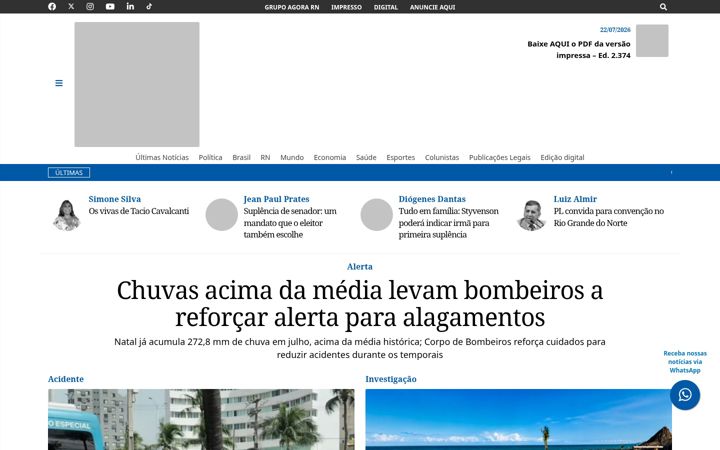 Screenshot of agorarn.com.br