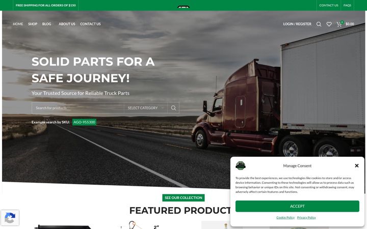 Screenshot of agoratruckparts.com