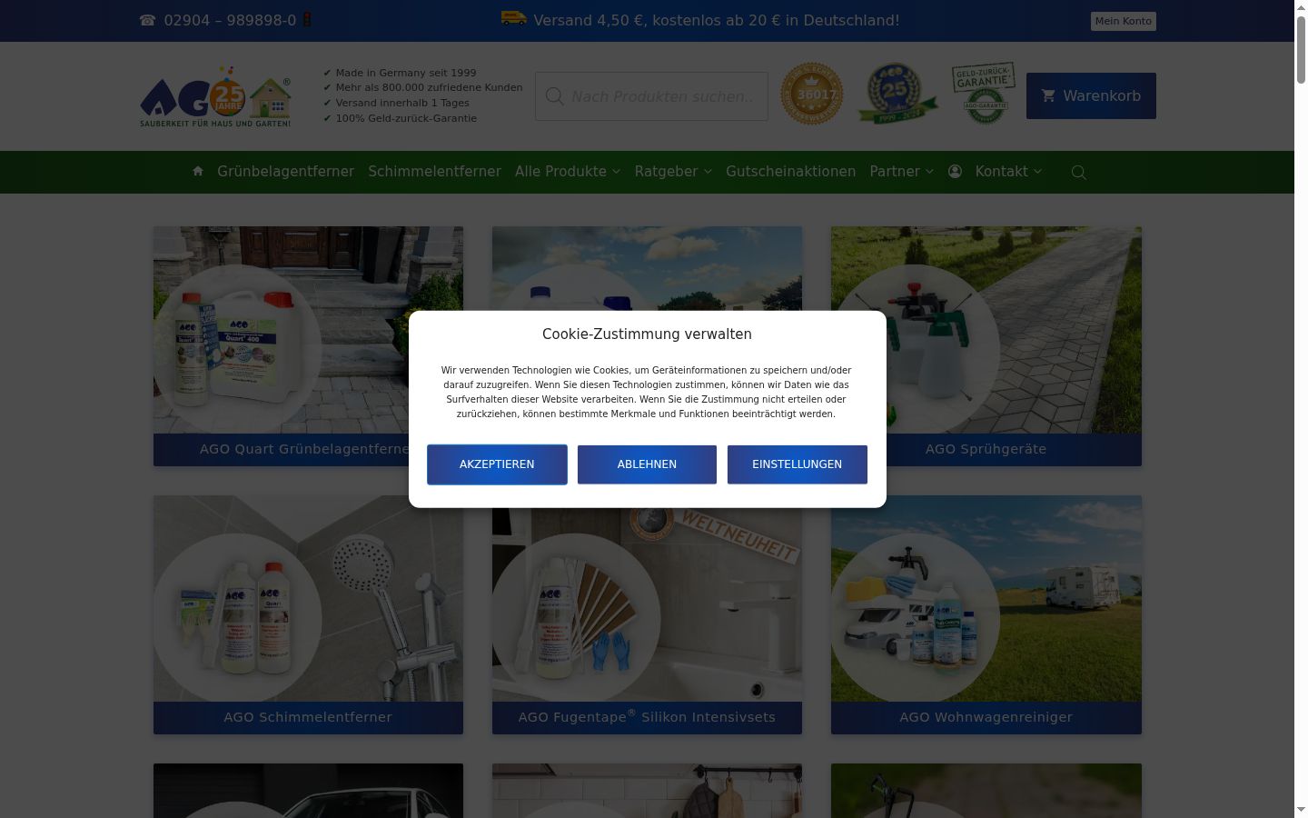 Screenshot of the consent banner shown before any interaction