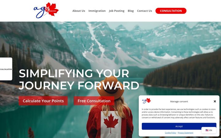 Screenshot of agosimmigration.ca