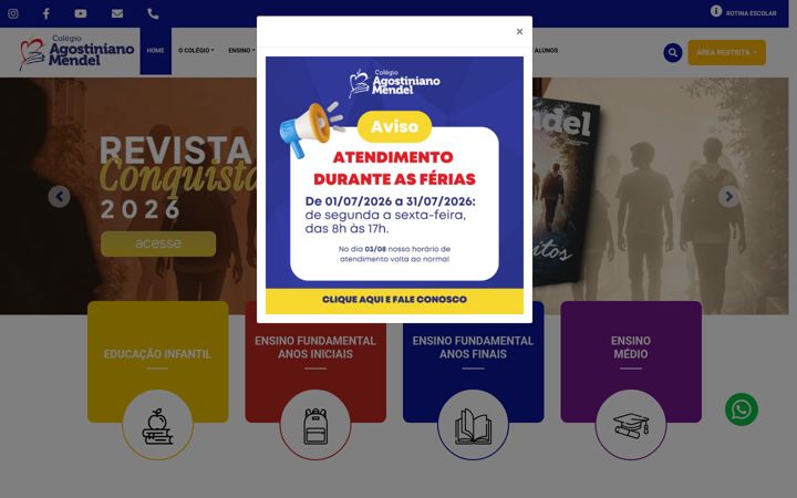 Ekrano kopija agostinianomendel.com.br
