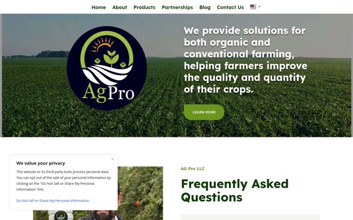 Екранна снимка на agproorganics.com
