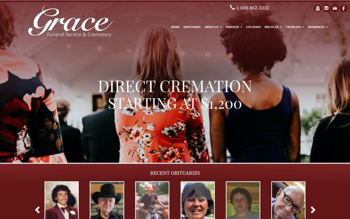 Skärmbild av agracefuneralservice.com