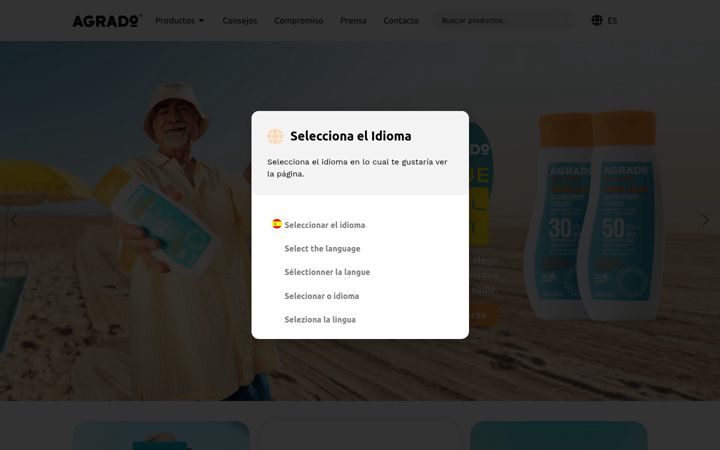 Screenshot of agradocosmetic.com