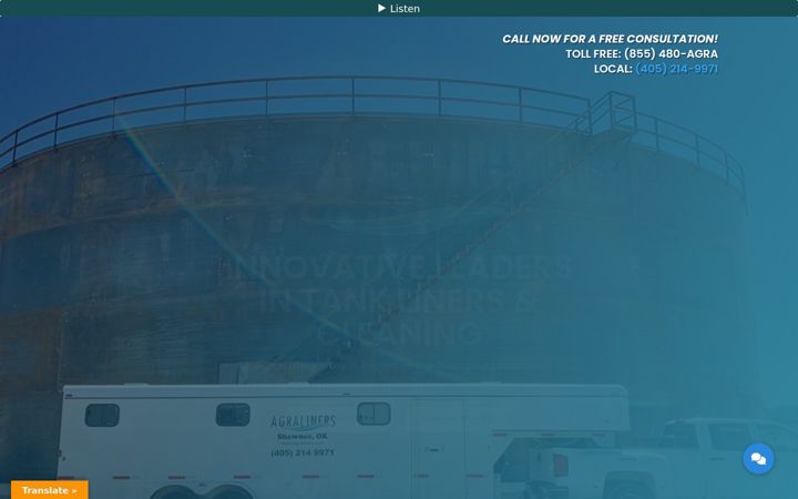 Screenshot stránky agraliners.com