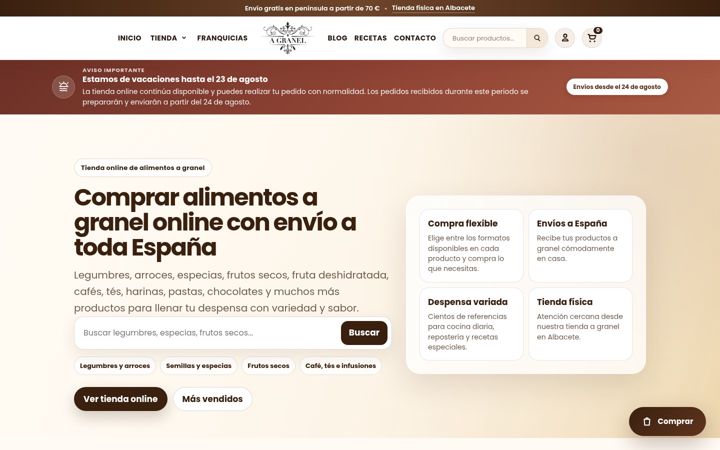 Ekraanipilt saidist agraneltienda.com