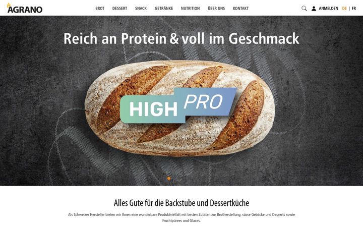 Screenshot of agrano.ch