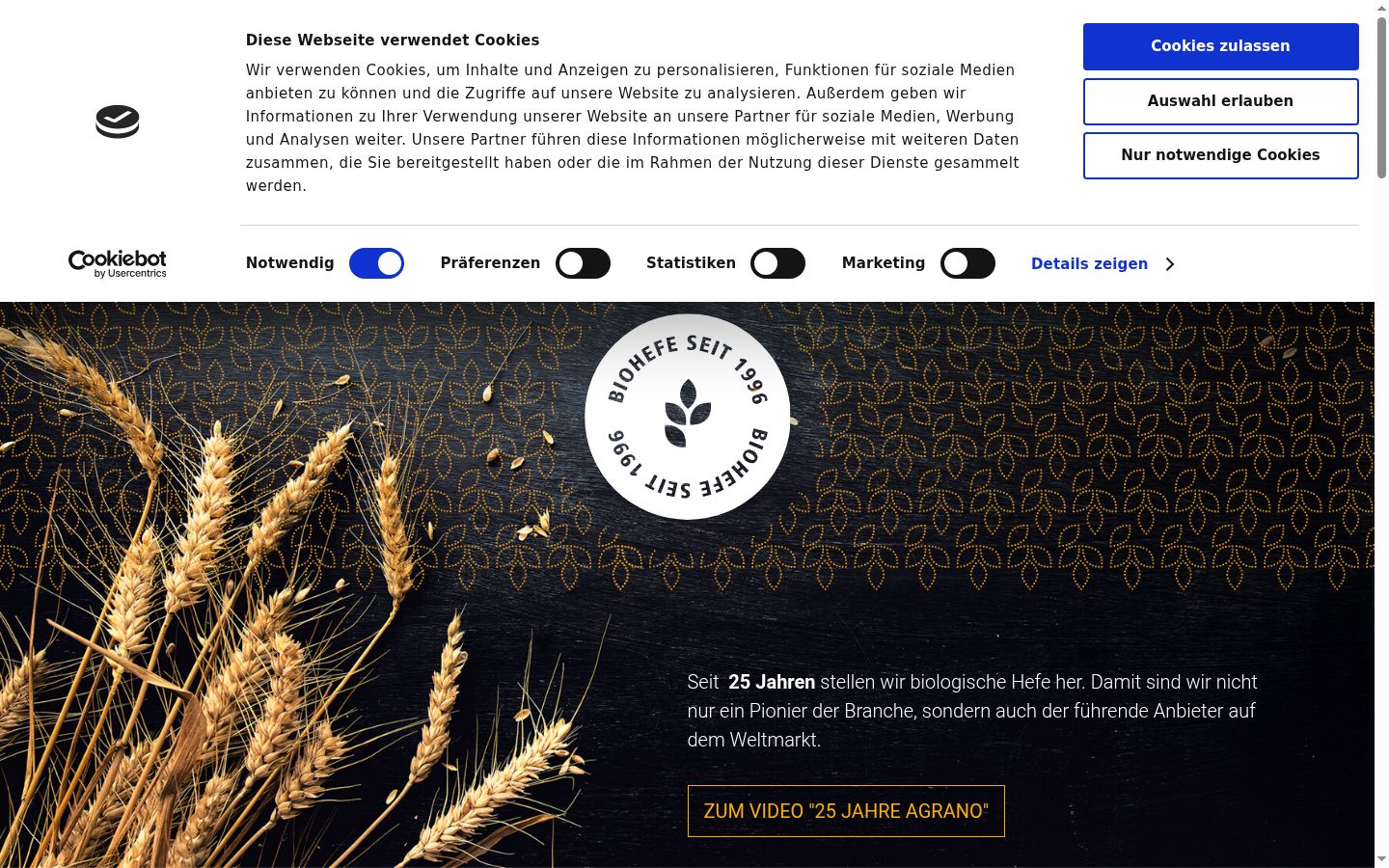 Captura de pantalla del banner de consentimiento mostrado antes de cualquier interacción