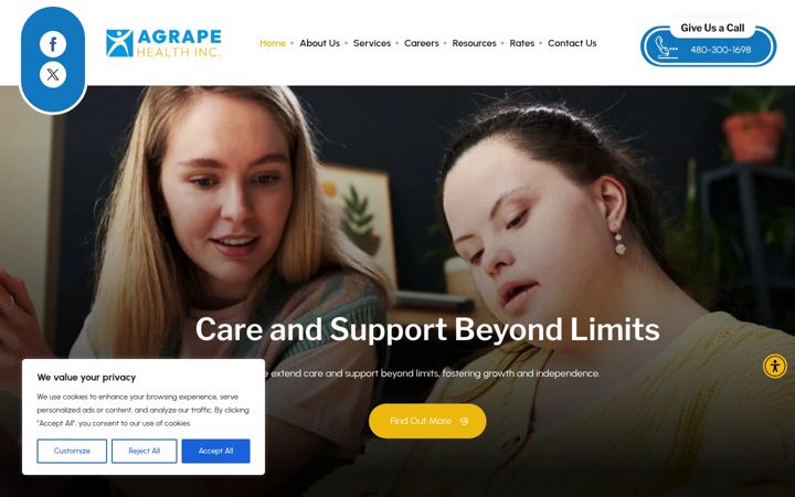 Skärmbild av agrapehealth.com