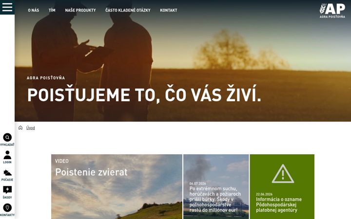 Skärmbild av agrapoistovna.sk