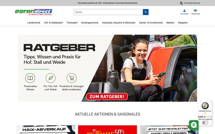 Skärmbild av agrar-direct.de