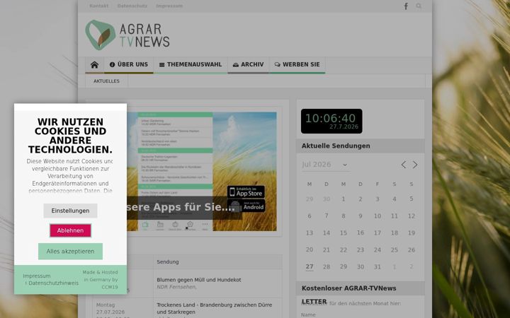 Screenshot of agrar-tvnews.de