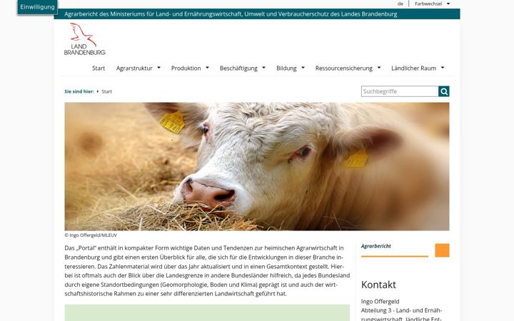 Screenshot of agrarbericht.brandenburg.de