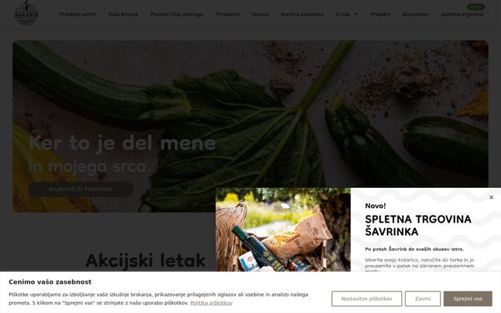 Snímek obrazovky agraria-koper.si