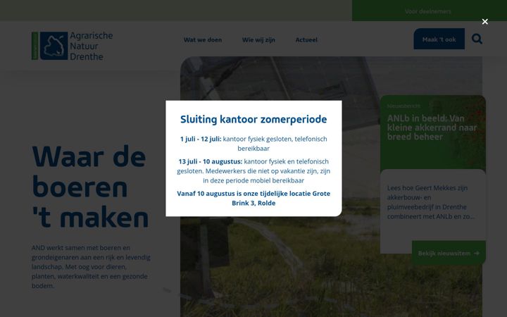 Screenshot of agrarischenatuurdrenthe.nl